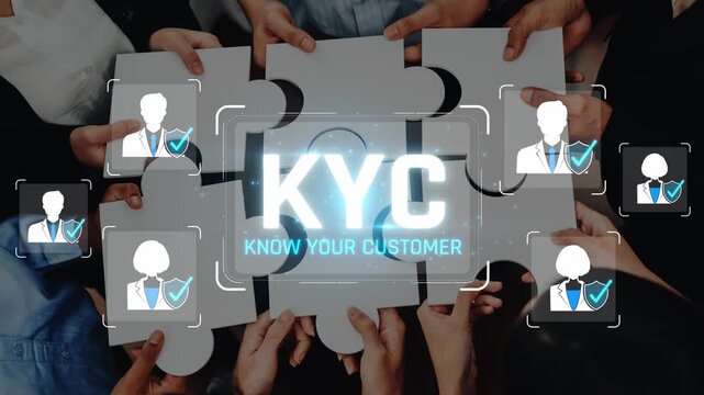 Team Collaboration on KYC Compliance with Puzzle Pieces Symbolizing Know Your Customer Concept and Diverse Hands Coming Together in Unity Sigmoid