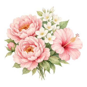 Delicate floral watercolor bouquet illustration.