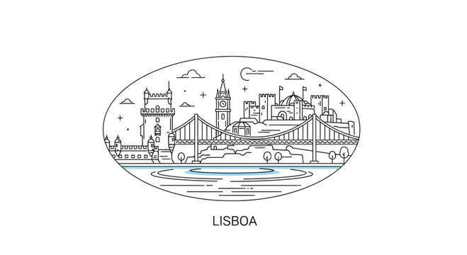 Lisbon cityscape illustration, Portugal
