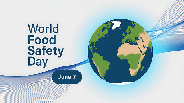 World food safety day conceptual illustration with globe and abstract waves awareness nutrition