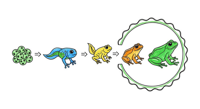 Frog life cycle, transformation, growth stages