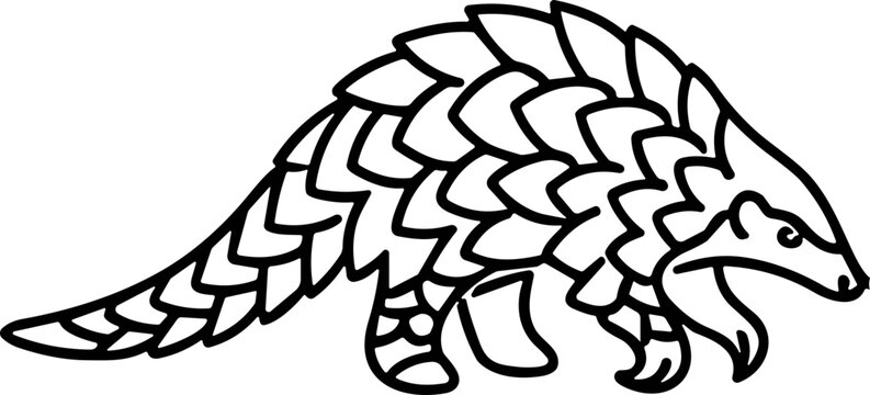 Pangolin Line Art Illustration - Scaly Mammal Icon