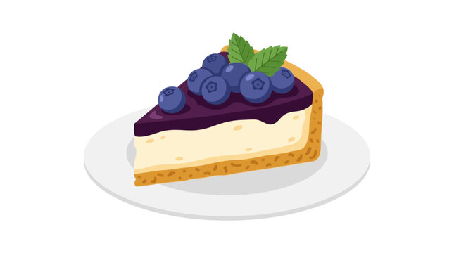 A slice of creamy blueberry cheesecake served on a plate