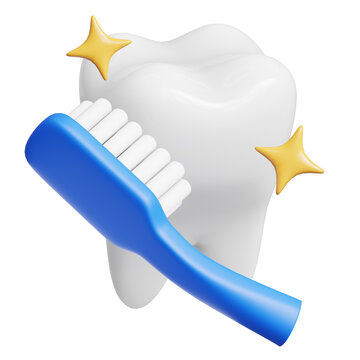 brushing tooth with toothbrush 3d illustration