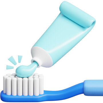 toothbrush and toothpaste 3d illustration