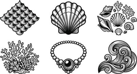Ocean theme line icon set vector illustration nautical element collection design project.eps © MdAzahar