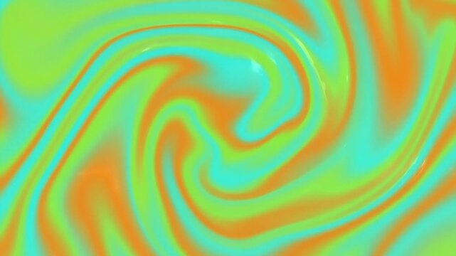Abstract colorful liquid wave motion graphics background loop with neon green and orange flow