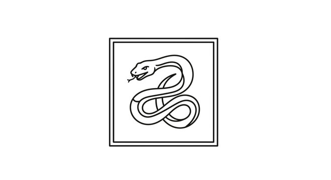 Simple Snake Icon, Serpent Symbol, Line Art Badge