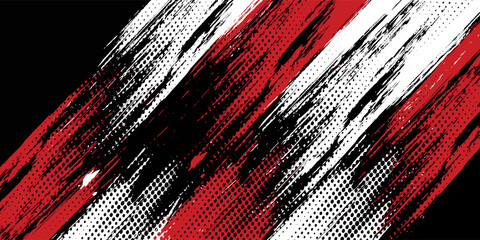 Gaming esport background striking stripes electric banner vector illustration design red black grunge brush wing comic pattern modern abstract concept livery stripes decal paint splash splatter.eps 10 © AINUNNAJIB