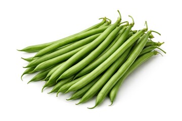 Fototapeta premium Fresh green beans on white