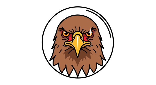 angry eagle head in circle