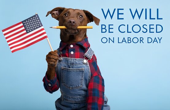 Labor day usa closed, We will be closed for labor day sign with american flag, Business closed for labor day with american flags, We will be closed on labor day announcement with american flag