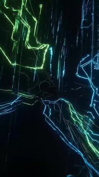 Abstract Blue and Green Digital Circuit Board Motion Graphics Background Loop