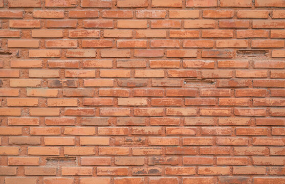 Red Brick Wall Texture Background, Weathered Terracotta Clay Brickwork Pattern for Industrial Architecture and Vintage Design.