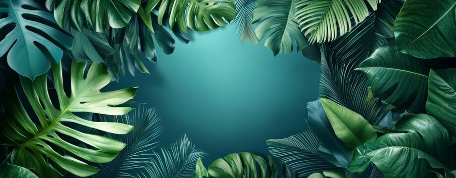 Nature&rsquo;s Canvas: Serene Tropical Leaves Background