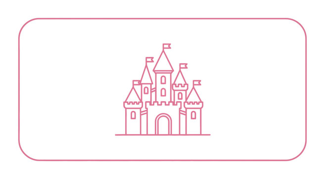 pink castle icon, fairy tale castle, medieval architecture