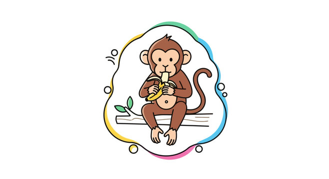 monkey eating banana cartoon