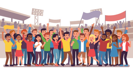 Fototapeta premium Excited fans cheering and celebrating together in a sports arena