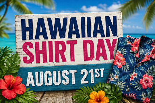 Hawaiian Shirt Day August 21st Tropical Vacation Concept