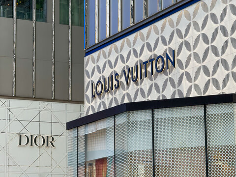 Kuala Lumpur, Malaysia - April 13, 2026: Louis Vuitton and Dior Luxury Boutique Facades at Pavilion KL