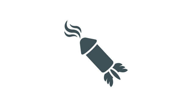 A dark grey silhouette icon of a firework rocket flying upwards.