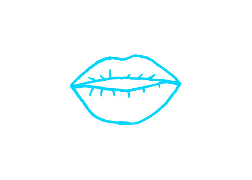 Minimalist hand drawn line art of a pair of lips sketch with minimalist illustration cosmetics romantic expression artistic creative isolated background abstract