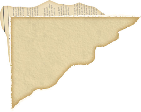 Scrapbook Paper Corner with Newspaper Cutout, Ransom Paper Vintage Scrapbook, A paper texture element shape playful lighthearted scrapbook layouts, perfect as a decorative element for graphic design.