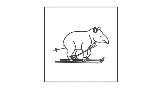 tapir on skis, skiing animal