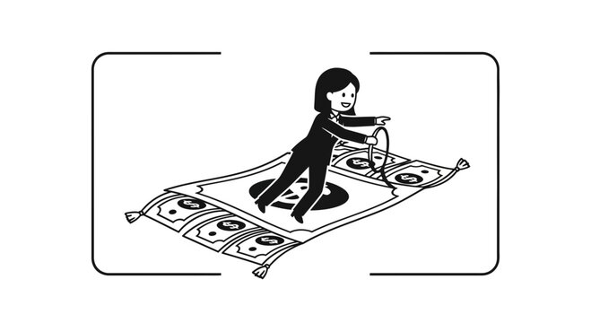 woman rolling up dollar bill carpet