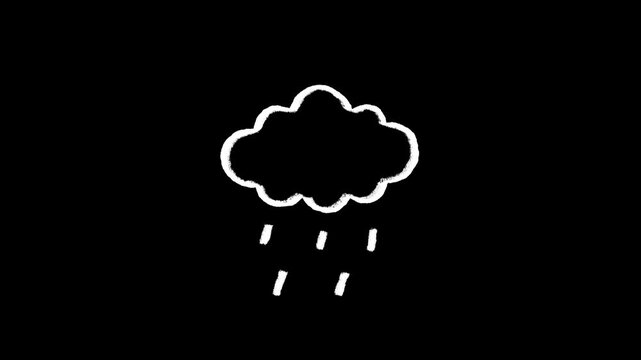 Hand Drawn Rain Cloud Doodle Animation on Transparent Background with Alpha Channel