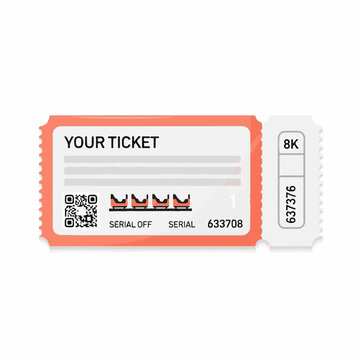 Orange Amusement Park Roller Coaster Ticket with QR Code and Serial Number Illustration