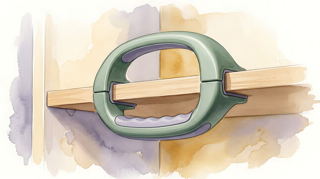 Green plastic shelf edge guard attached to a wooden board to protect against sharp corner impacts