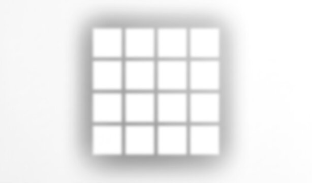 Abstract grid of square windows with soft shadows isolated on transparent background