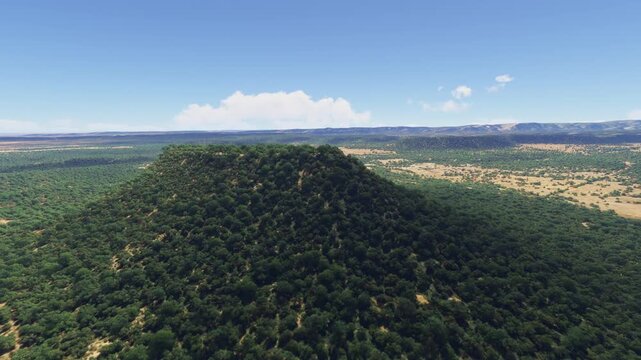 Circular aerial view of Tecolote Peak in New Mexico. United States