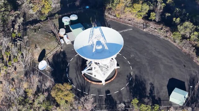 Aerial View of Large Radio Telescope at Siding Spring Observatory