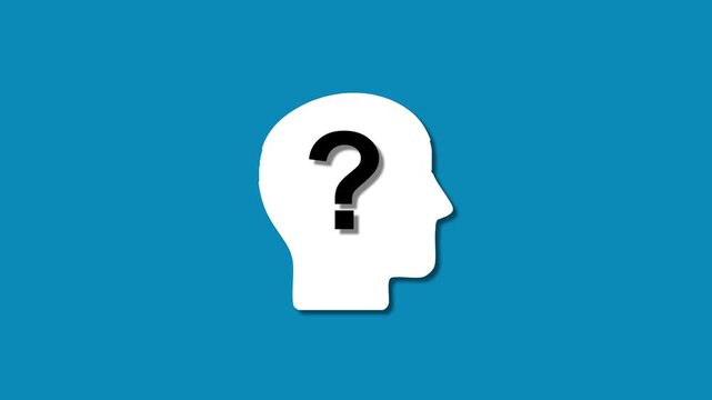 Human head with hand drawn question mark icon background illustration