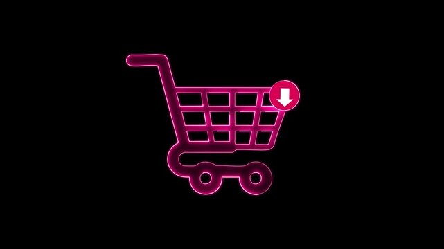 Add to cart animation of the movement. Purchase concept, shopping, buy, cartAdd to cart glyph icon. Buy silhouette symbol with down arrow. Negative space