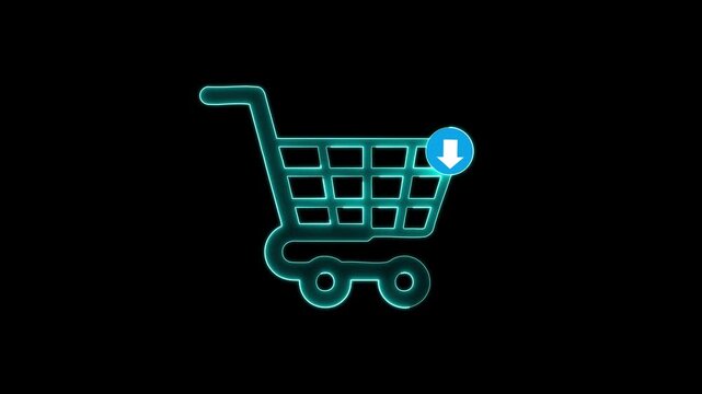 Add to cart animation of the movement. Purchase concept, shopping, buy, cartAdd to cart glyph icon. Buy silhouette symbol with down arrow. Negative space