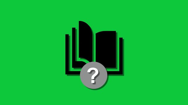 A second version presents a white book against a blue background, utilizing a solid black circular badge for the question mark to create a bold, accessible look.