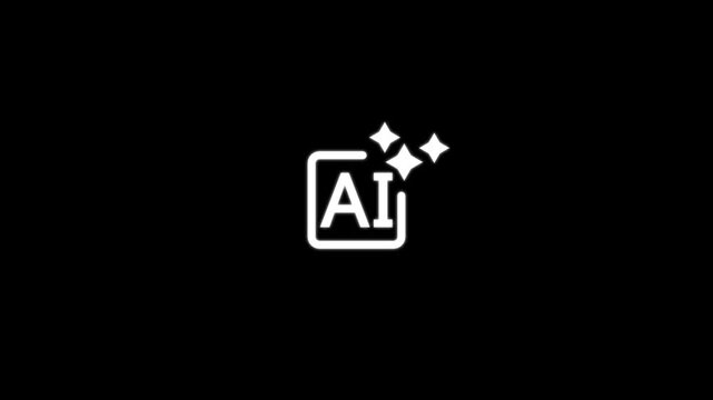 Clean and modern AI design icon animation isolated on white background.A clean and modern AI design icon featuring a glowing shine effect.