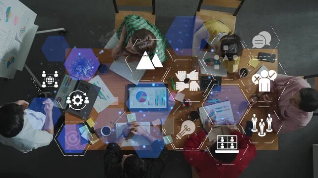 Project planning icons showing business management, teamwork, scheduling, strategic planning, project development, organization, and goal setting with modern workflow and process management. Funnel
