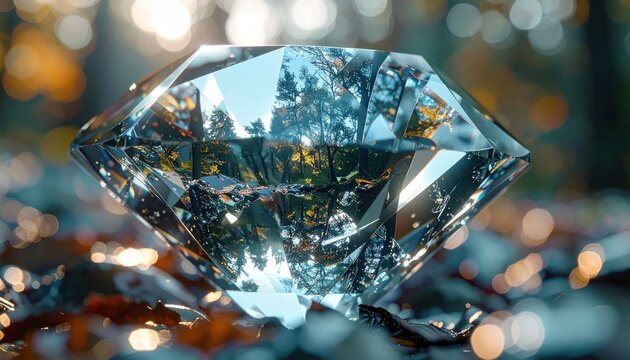 Large Diamond Gemstone in Nature Setting.
