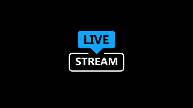 LIVE STREAMING red sign. Striped frame. Banner isolated on white background. Motion graphic. Live broadcast logo, live stream or breaking news. Isolated on white background