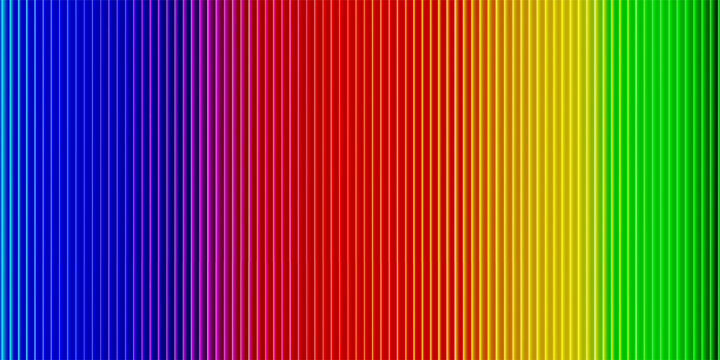 Abstract glowing rainbow gradient background. UV filter striped color background. Horizontal wide graphic with aesthetic ribbed fractal glass effect. Ribbed glass blur template