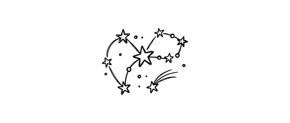 Hand-drawn constellation sketch with shooting star © din
