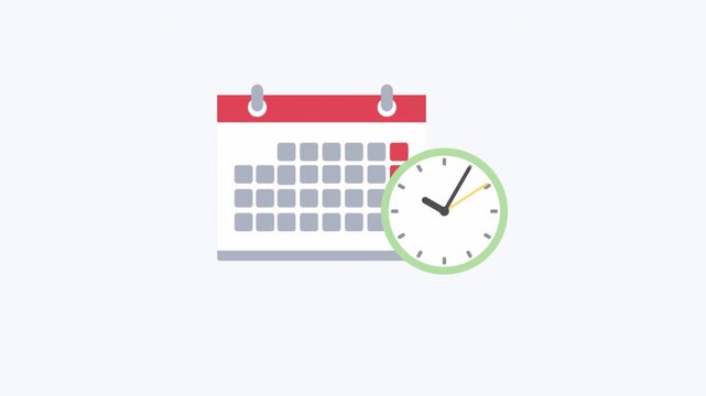 Minimalist Animated Calendar and Clock Icon for Time Management Concepts.