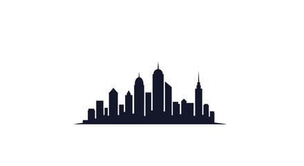 Fototapeta premium A dark silhouette of a modern city skyline isolated on a white background