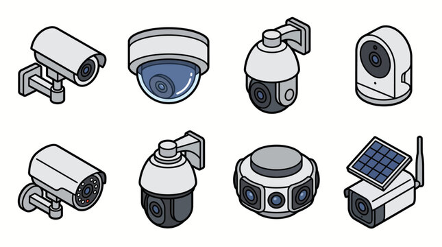 Isometric security camera collection for surveillance and safety