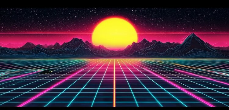 Captivating 80s retro aesthetic showcased through pink and yellow tones.