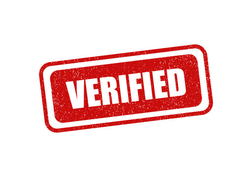 Red grunge rubber stamp with the word verified inside a rectangular frame isolated on transparent background